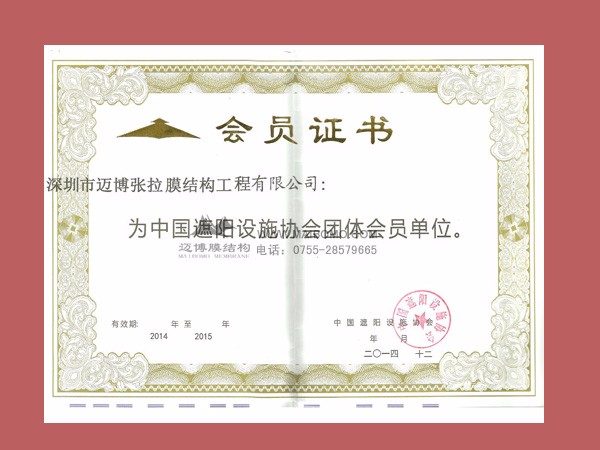 遮陽(yáng)協(xié)會(huì)證書