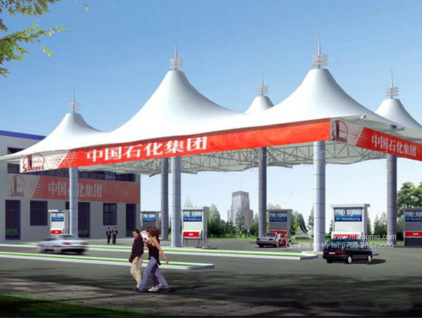 加油站膜結(jié)構(gòu)遮陽棚三